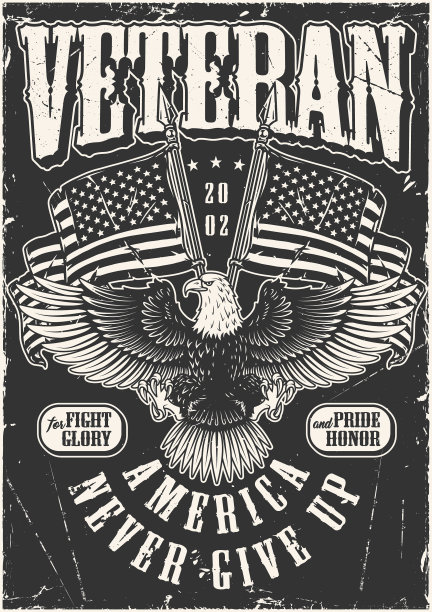 美国老兵海报单色复古图片下载