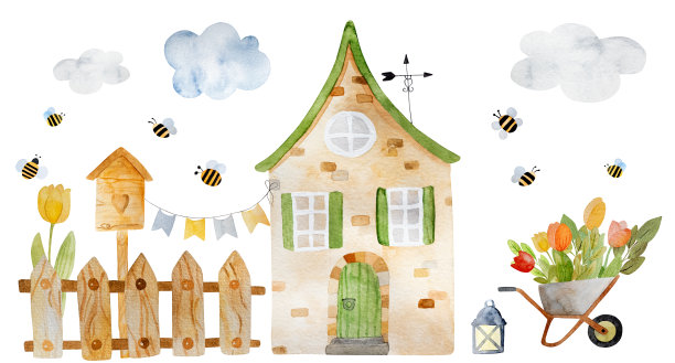 春天花园绘画图片下载