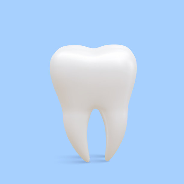 逼真的牙齿隔离在蓝色背景上。牙齿护理的概念。矢量图图片下载