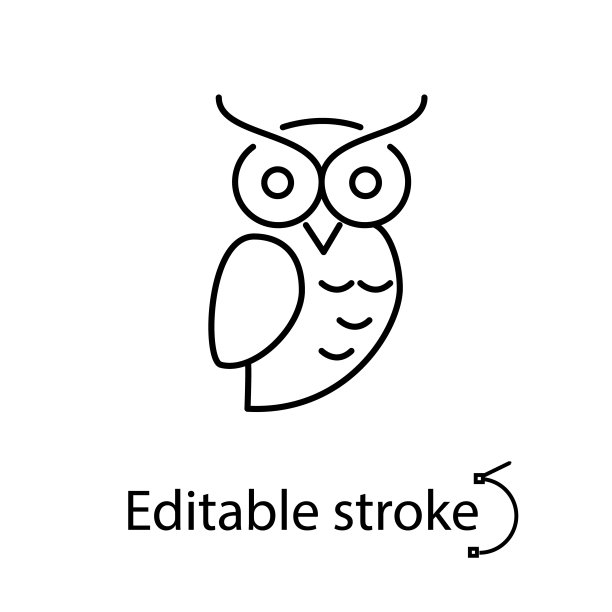 野生猫头鹰轮廓图标。万圣节快乐装饰。智能的概念。学校教育。孤立矢量股票插图图片下载