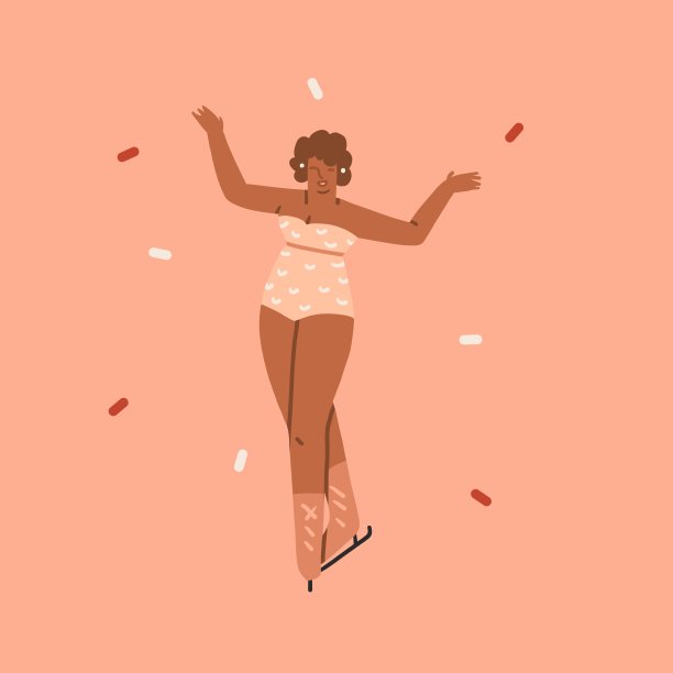 手绘矢量抽象图形圣诞快乐和新年快乐插画人物滑冰人。圣诞可爱的设计背景。寒假艺术观。现代创意贺卡。图片下载