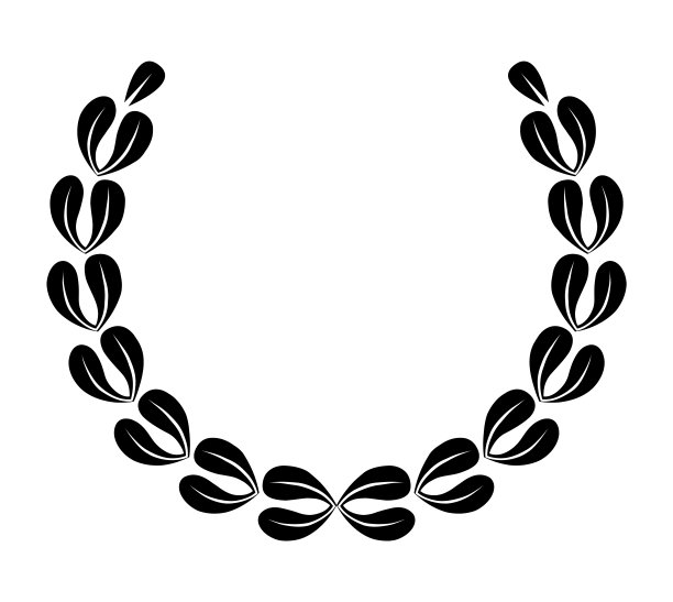 的桂冠。黑色剪影圆形标志描绘一个奖项成就纹章，贵族，徽章。桂冠奖，获胜，奖品或胜利图片下载