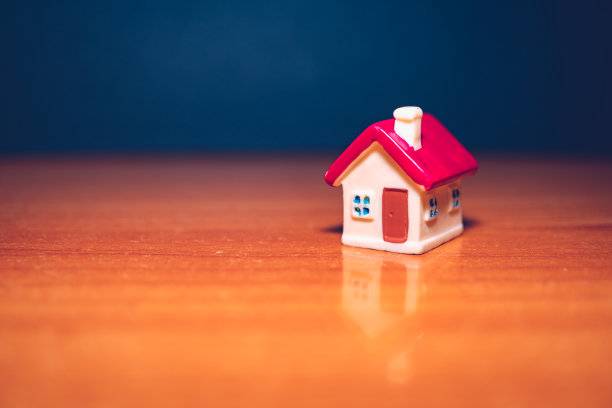 特写迷你房子的黑色背景图片下载