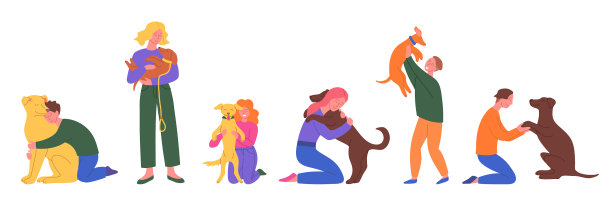 卡通人物、人物和宠物狗图片下载