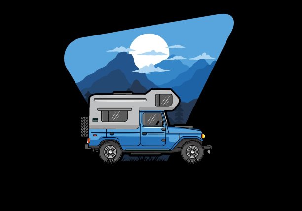 结实的露营车插图徽章图片下载
