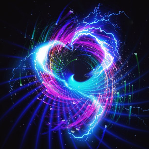 心形闪电的3d插图图片下载