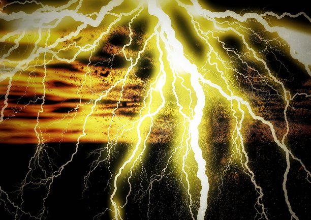 风暴概念中闪电的三维插图图片下载