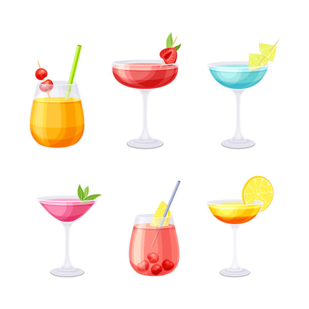 明亮的杯装鸡尾酒，加稻草柑橘和图片下载