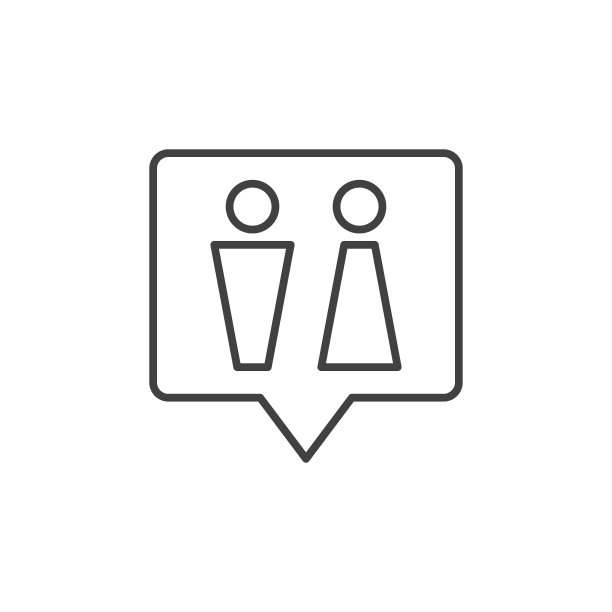 WC语音气泡矢量轮廓图标。厕所线性迹象图片下载