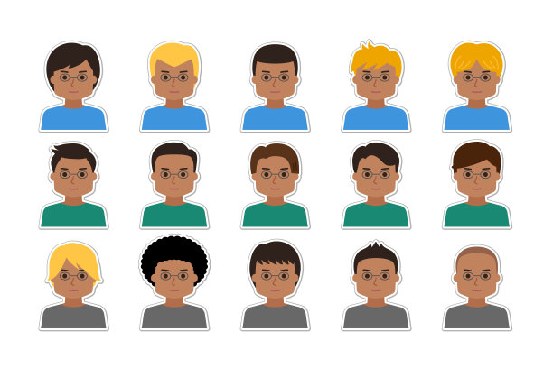 贴套的人卡通图标的脸与眼镜。图片下载