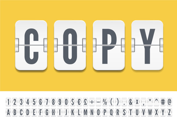 白色机场航站楼机械记分牌字体图片下载