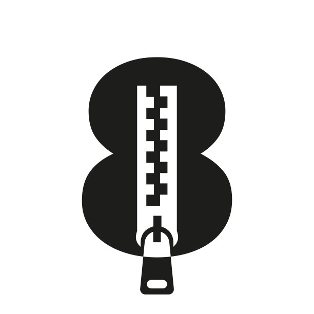 首字母8拉链标志时装布，刺绣和纺织符号身份向量模板图片下载