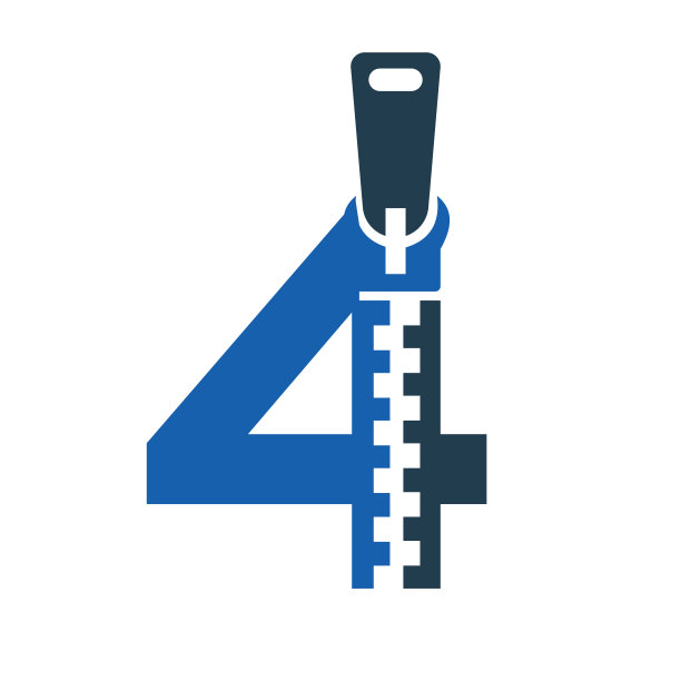 首字母4拉链标志时装布，刺绣和纺织符号身份向量模板图片下载