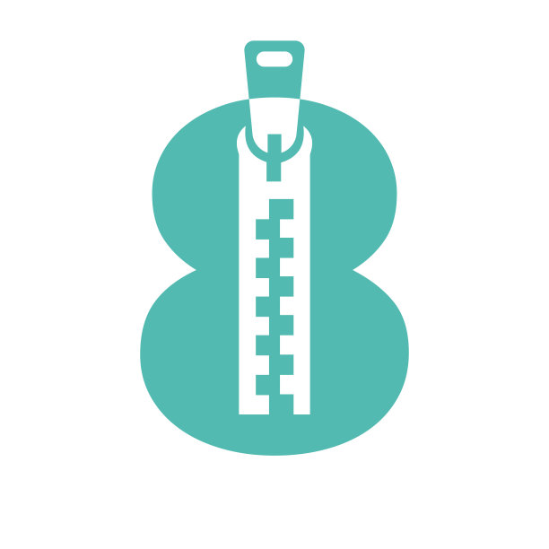 首字母8拉链标志时装布，刺绣和纺织符号身份向量模板图片下载