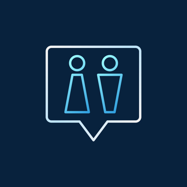 厕所语音泡泡彩色图标-矢量WC线性标志图片下载