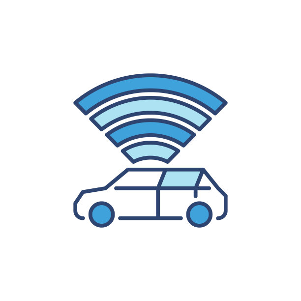 自动驾驶汽车- AV矢量概念蓝色创意图标图片下载
