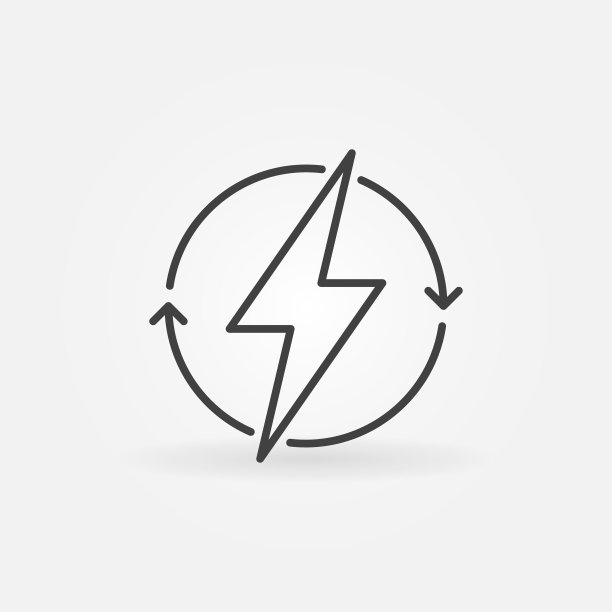 可再生能源线性图标。箭内闪电符号图片下载