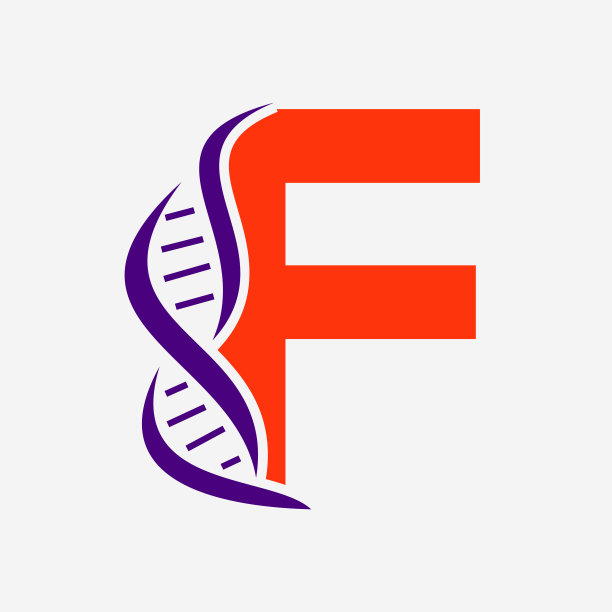 用于医疗标识的字母F向量模板上的初始DNA标识图片下载