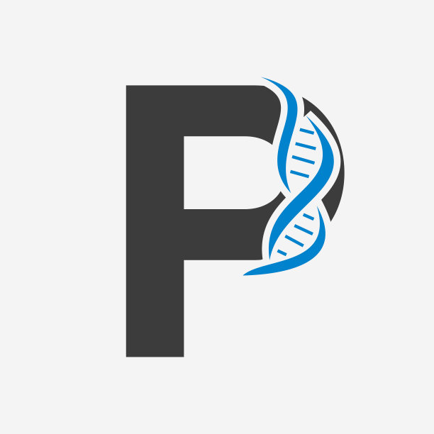 用于医疗标识的字母P向量模板上的初始DNA标识图片下载