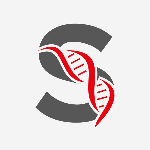 用于医疗标识的字母S矢量模板上的初始DNA标识图片下载