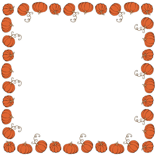 方形框架的轮廓橙色南瓜在涂鸦平面风格。背景，边界，季节性设计的装饰，感恩节主题和万圣节图片下载