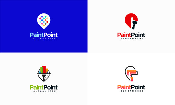 集涂装装饰标志设计概念向量，油漆点标志设计模板图片下载