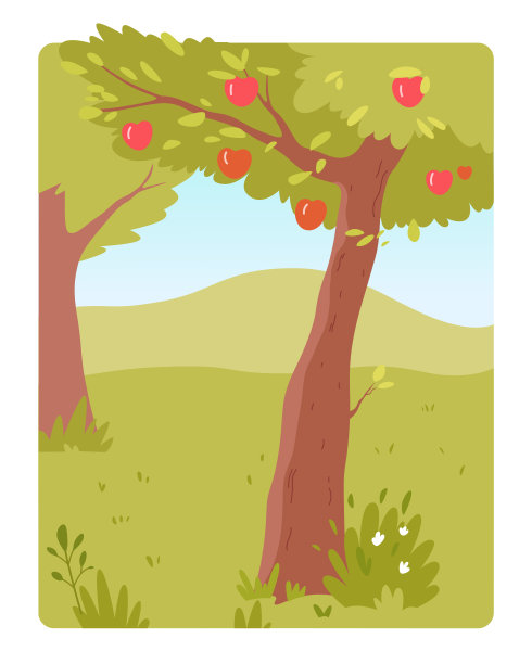 苹果树生长在绿色的乡村花园，农场夏季果园收获果实图片下载