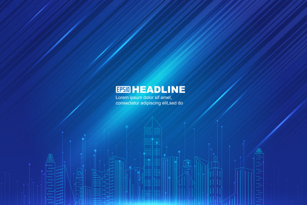 蓝色未来城市科技线条质感质感背景图片下载
