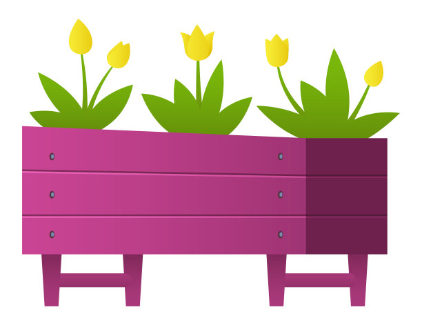 木制花坛-现代平面设计风格单一孤立的形象图片下载