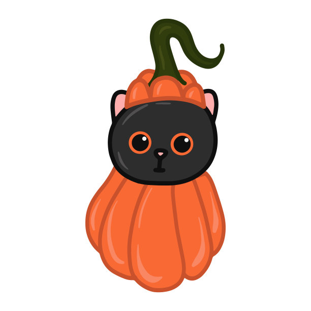万圣节卡哇伊猫与服装矢量插图图片下载
