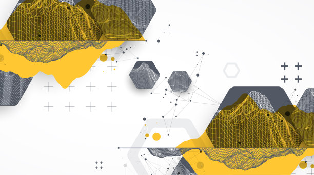 现代科学技术抽象背景采用六角形。线框斑点表面插图。向量。图片下载