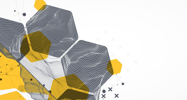 现代科学技术抽象背景采用六角形。线框斑点表面插图。向量。图片下载