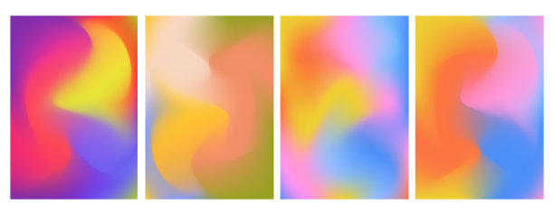 时髦的霓虹灯渐变背景向量集霓虹灯红色，绿色，蓝色，紫色，黄色和粉色的颜色。动态色彩流动的网页，智能手机屏幕，演示文稿，横幅，海报和印刷品图片下载