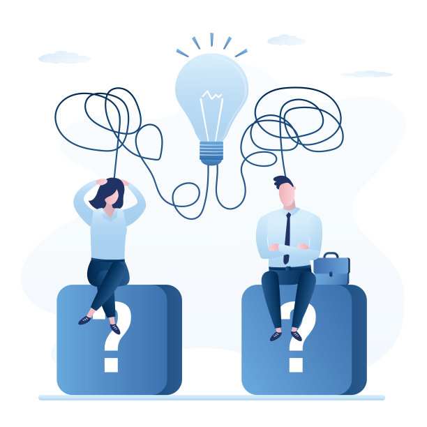 团队合作、概念的横幅。同事寻找新点子，业务人员团队头脑风暴。解决业务问题。混乱的思想。大灯泡。克服障碍。图片下载