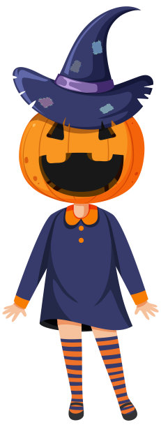 可爱的南瓜头女孩万圣节服装图片下载