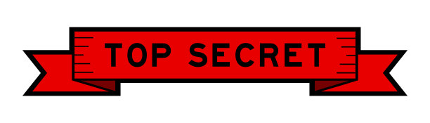 古色古香的红色丝带横幅上的字最高机密在白色背景图片下载