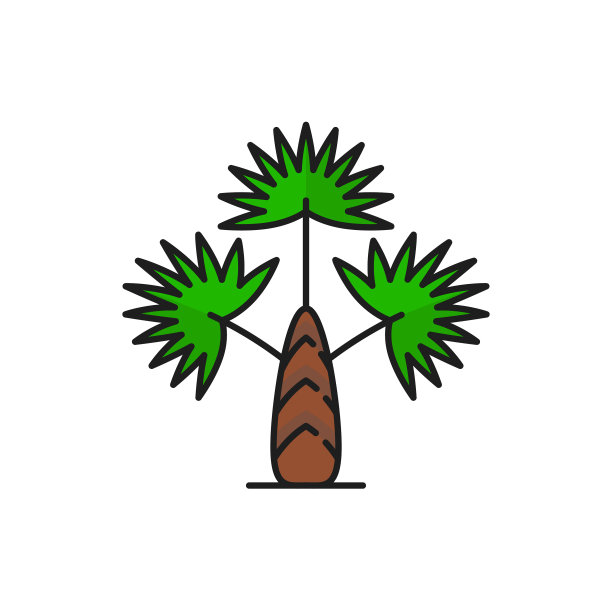 绿色热带树图标丛林森林棕榈图片下载