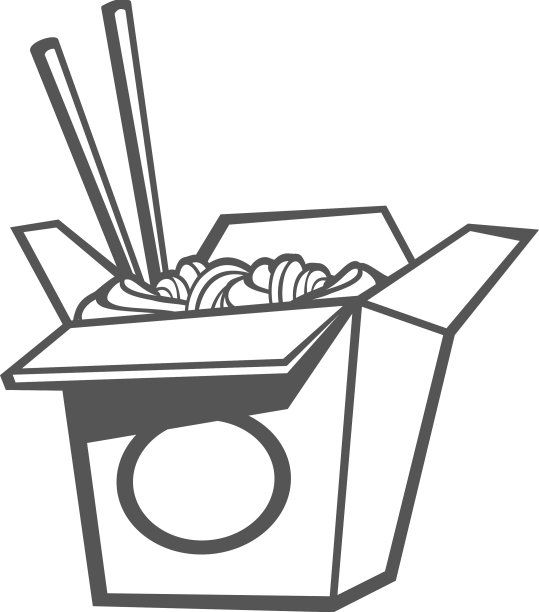 中国面条筷子在盒子孤立的图标图片下载