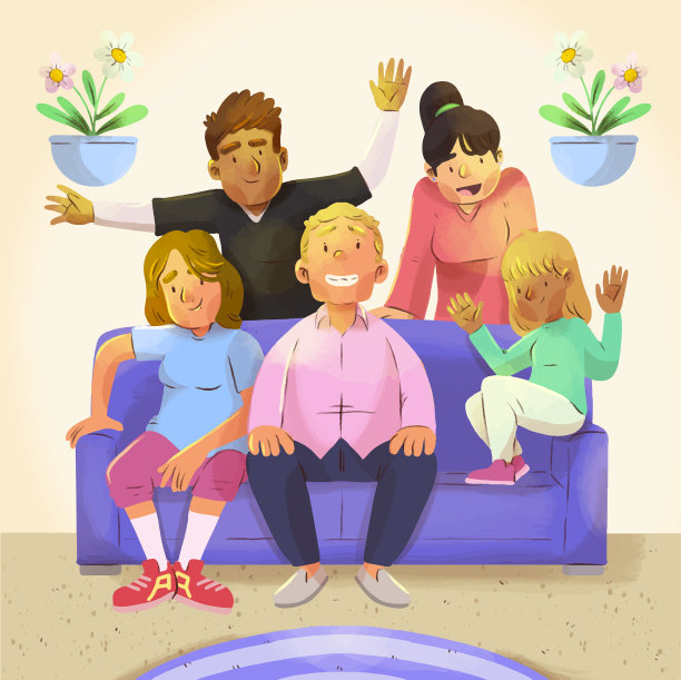 水彩的家庭聚会图片下载