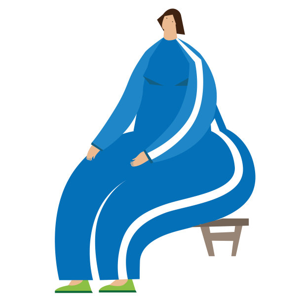 一个穿着运动服的女人正坐在凳子上图片下载