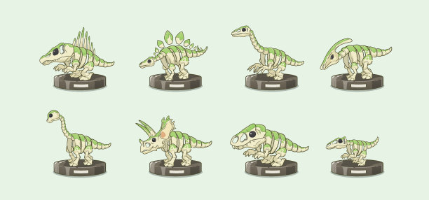 恐龙化石，暴龙，五角龙，副栉龙，腕龙，剑龙，兽尾龙，迅猛龙图片下载