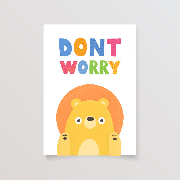 有可爱的里昂和字母的明信片模板图片下载