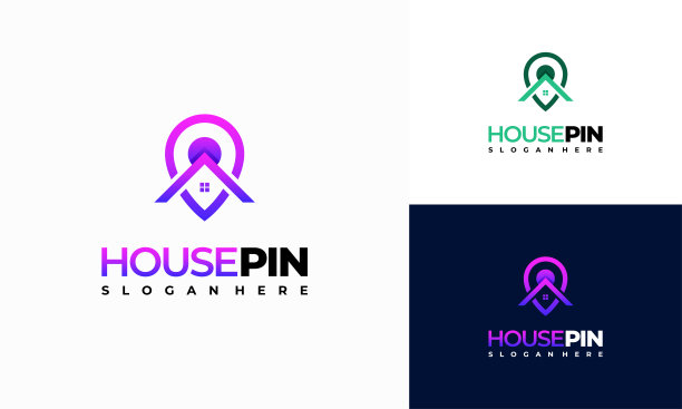 房子Pin位置图标设计概念矢量，房地产图标模板，房子酒店应用图标图片下载