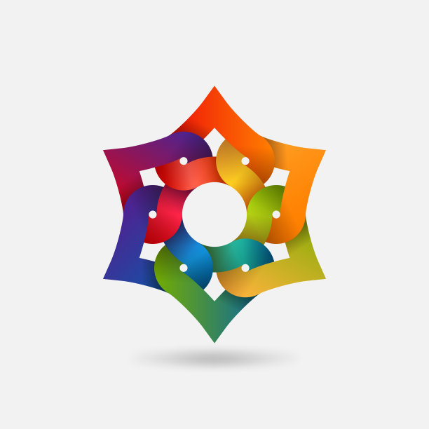 彩虹渐变中的六边形抽象符号图片下载