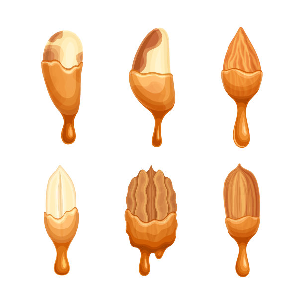 坚果作为可食用的种子和滴巧克力图片下载