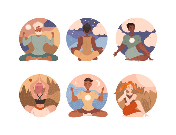 各种安静的男人和女人盘腿图片下载