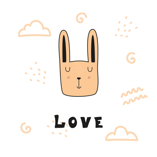 可爱的兔子嘴和爱的文字图片下载