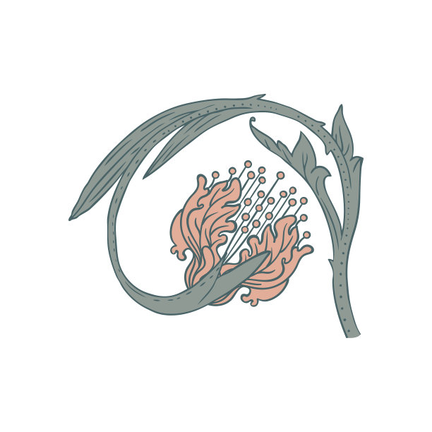 花的复古元素孤立迷人的复古图片下载