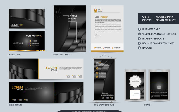 抽象黑色铬文具模拟集和图片下载