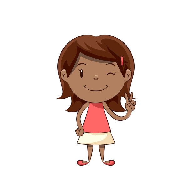 小女孩手做和平手势图片下载